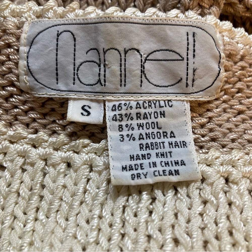 Vintage 80s Nannell Geometric Novelty Hand Knit Sweater Sz S - Picture 12 of 13